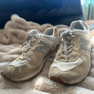 New Balance Tan and Cream Suede Sneakers 574